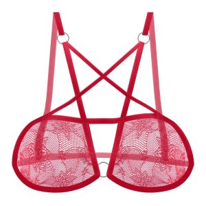 سوتین فانتزی زنانه مدل هارنسی گیپور طرح بند ستاره ای کد 250