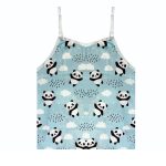 لباس خواب زنانه ساتن طرح پاندا و ابر همراه با کش مو - Image 2