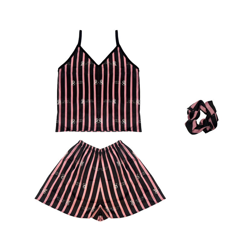 لباس خواب زنانه ساتن راه راه ویکتوریا سکرت همراه با کش مو