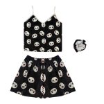 لباس خواب زنانه ساتن طرح پاندا همراه با کش مو