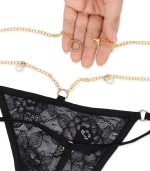 شورت فانتزی زنانه مدل کمر زنجیری مروارید دار - Image 3