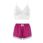 لباس خواب زنانه مدل تاپ و شلوارک ساتن گیپور