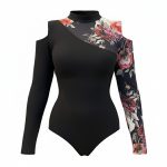 بادی آستین بلند زنانه مدل گلدار شانه باز