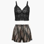 لباس خواب زنانه مدل گیپور و ساتن پلنگی 104