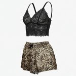 لباس خواب زنانه مدل گیپور و ساتن پلنگی 101 - Image 2