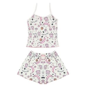 ست تاپ و شلوارک راحتی زنانه مدل موزی