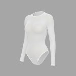 بادی حریر شیشه ای یقه گرد سفید کشی - Image 2