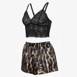 لباس خواب زنانه مدل گیپور و ساتن پلنگی 102 - Image 2