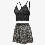 لباس خواب زنانه مدل گیپور و ساتن پلنگی 103 - Image 2