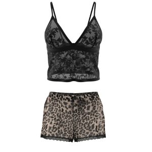 تاپ و شلوارک حریر پلنگی