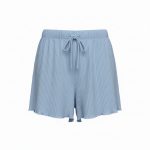 ست تاپ و شلوارک راحتی زنانه رنگ آبی آسمانی - Image 4