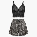 لباس خواب زنانه مدل گیپور و ساتن پلنگی 103