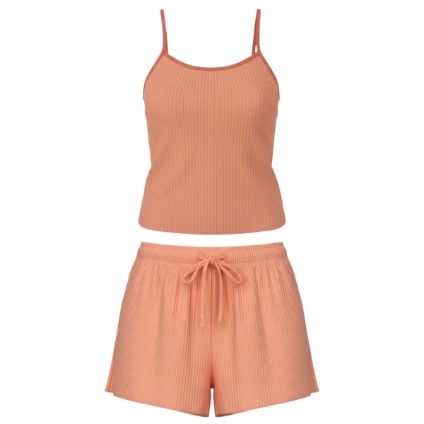 ست تاپ و شلوارک راحتی زنانه رنگ گلبهی