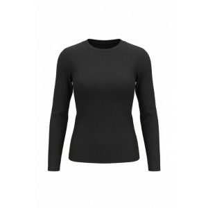 بلوز آستین بلند یقه گرد زنانه مشکی کبریتی