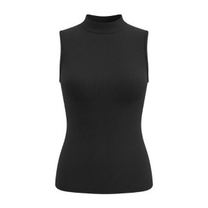 تاپ زنانه مدل کبریتی سایز بندی مشکی یقه 3سانت