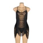 لباس خواب زنانه مدل ریش ریشی مشکی شهره