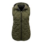 پافر بلند زنانه کلاه دار سبز زیتونی