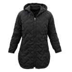 کاپشن زنانه کلاه دار مشکی B1