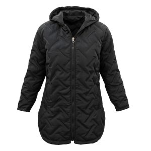 کاپشن زنانه کلاه دار مشکی B1