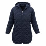 کاپشن زنانه کلاه دار سورمه ای B1