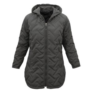 کاپشن زنانه کلاه دار طوسی B1