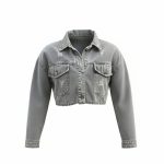 کت جین زنانه زاپ دار طوسی