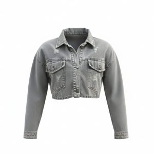 کت جین زنانه زاپ دار طوسی