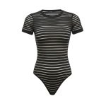 بادی آستین کوتاه حریر راه راه