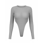 بادی بغل باز طوسی دوخت زیر سینه