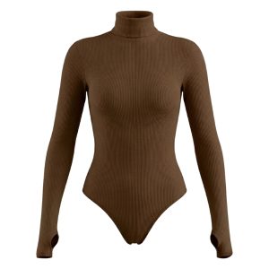 بادی یقه اسکی آستین انگشتی قهوه ای