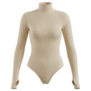 بادی یقه اسکی آستین انگشتی کرم