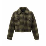 کت زنانه چهارخانه تدی سبز