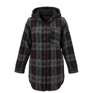 پالتو بدون آستر پشمی کلاهدار زنانه طوسی زرشکی