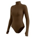 بادی یقه اسکی آستین انگشتی قهوه ای - Image 2