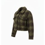 کت زنانه چهارخانه تدی سبز - Image 2