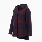 پالتو بدون آستر پشمی کلاهدار زنانه چهارخانه رنگی - Image 2