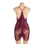 لباس خواب زنانه مدل ریش ریشی بادمجانی شهره - Image 2