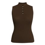 تاپ بافت زنانه مدل نگین دار قهوه ای