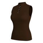 تاپ بافت زنانه مدل نگین دار قهوه ای - Image 2