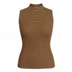 تاپ بافت زنانه مدل نگین دار قهوه ای