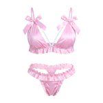 ست شورت و سوتین ساتن مرواریدی صورتی فلور 2017