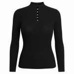 بافت آستین بلند نگین دار مشکی