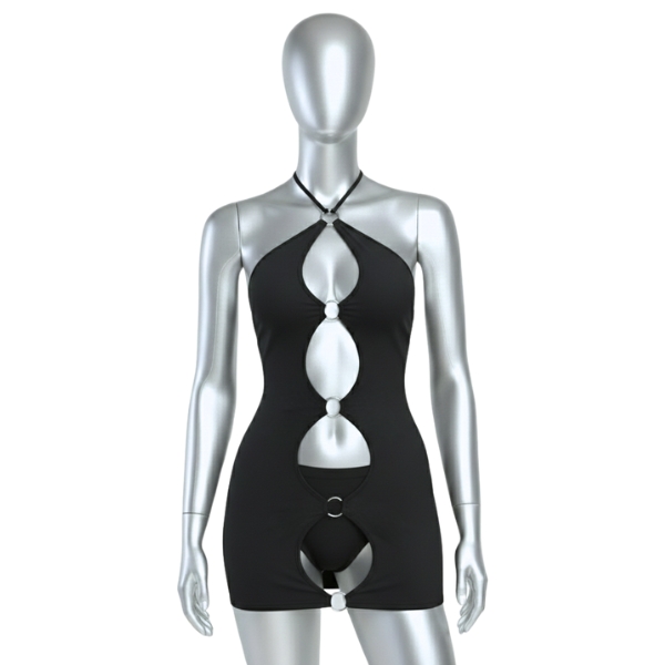 Untitled design (18) لباس خواب فانتزی مدل پیراهن جلو باز حلقه دار گریس 6008 - Image 1