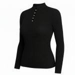 بافت آستین بلند نگین دار مشکی - Image 2