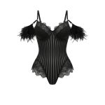 بادی فانتزی زنانه مدل پر دار راه راه 1044