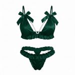 ست شورت و سوتین ساتن مرواریدی سبز فلور 2017