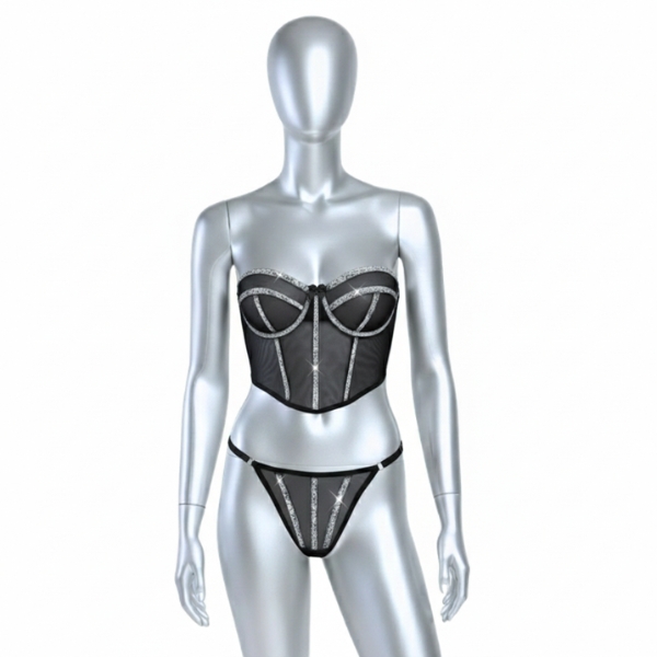 Untitled design - 2026-02-14T233019.767 ست فانتزی نیم تنه فنر دار و شورت آرینا 260 - Image 1