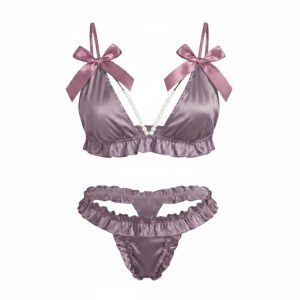 ست شورت و سوتین ساتن مرواریدی پوست پیازی فلور 2017