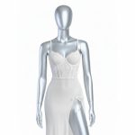 لباس خواب بلند فنردار گیپور و تور سفید لاوین 4235 - Image 3