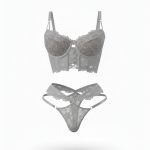 ست فانتزی نیم تنه فنر دار و شورت طوسی گلوریا 1212